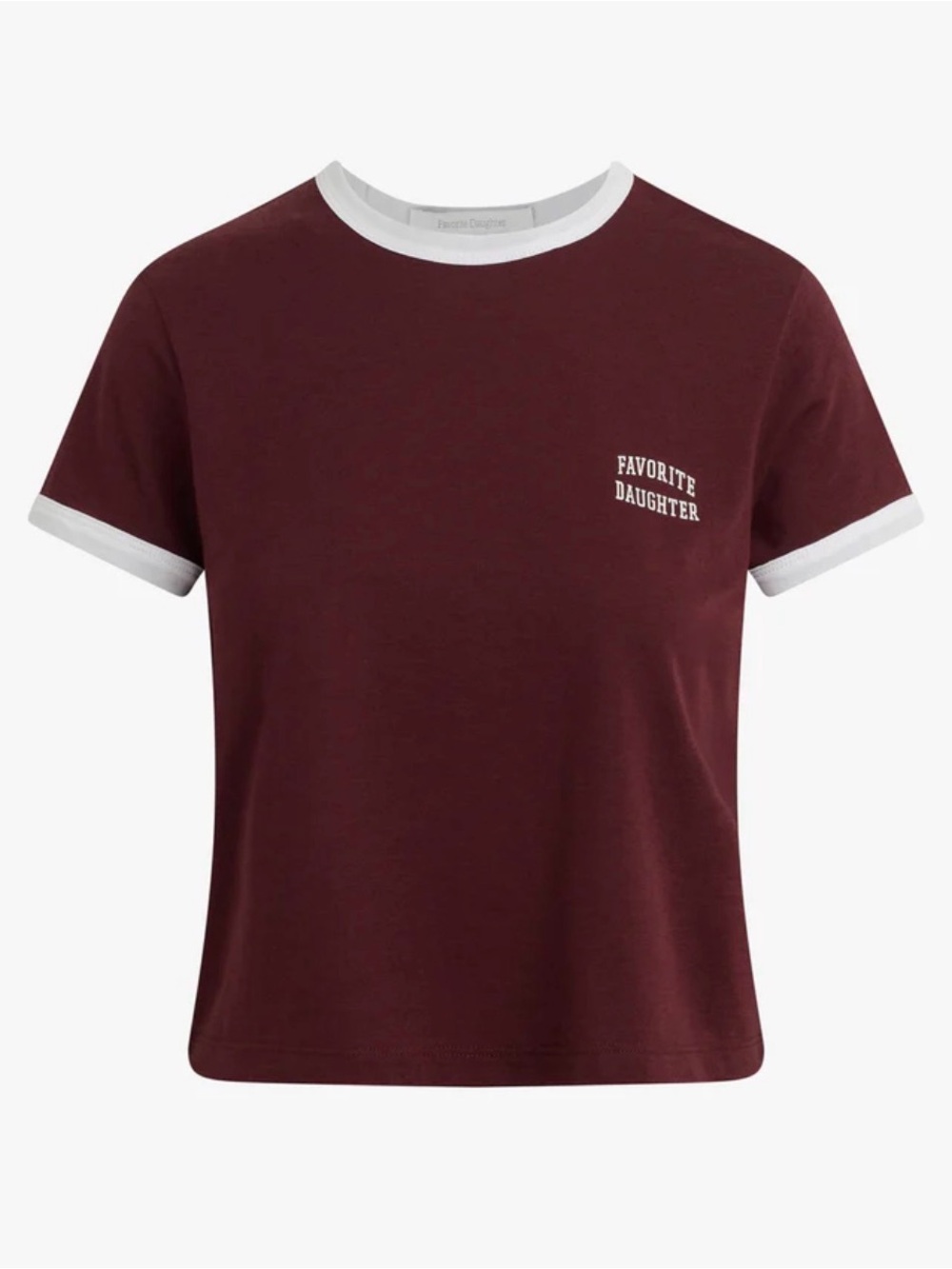 Favorite Daughter Cropped Burgundy Ringer Tee with White Trim